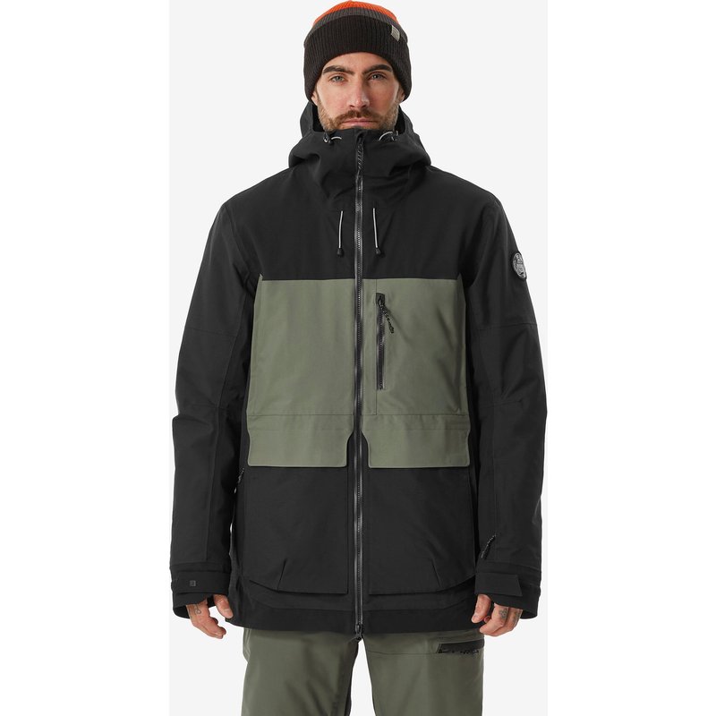 Snowboardjacke Herren warm abriebfest - SNB 500 Ziprotec khaki/schwarz