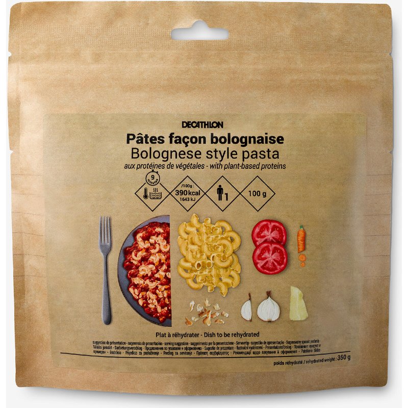 Trekkingnahrung gefriergetrocknet - Nudeln Bolognese-Art Erbsenprotein 100 g