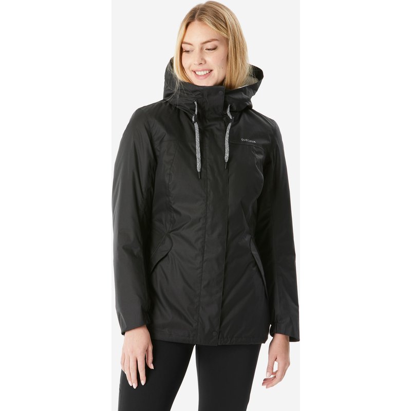 Regenjacke Damen bis -10 °C wasserdicht Wandern - NH500 schwarz
