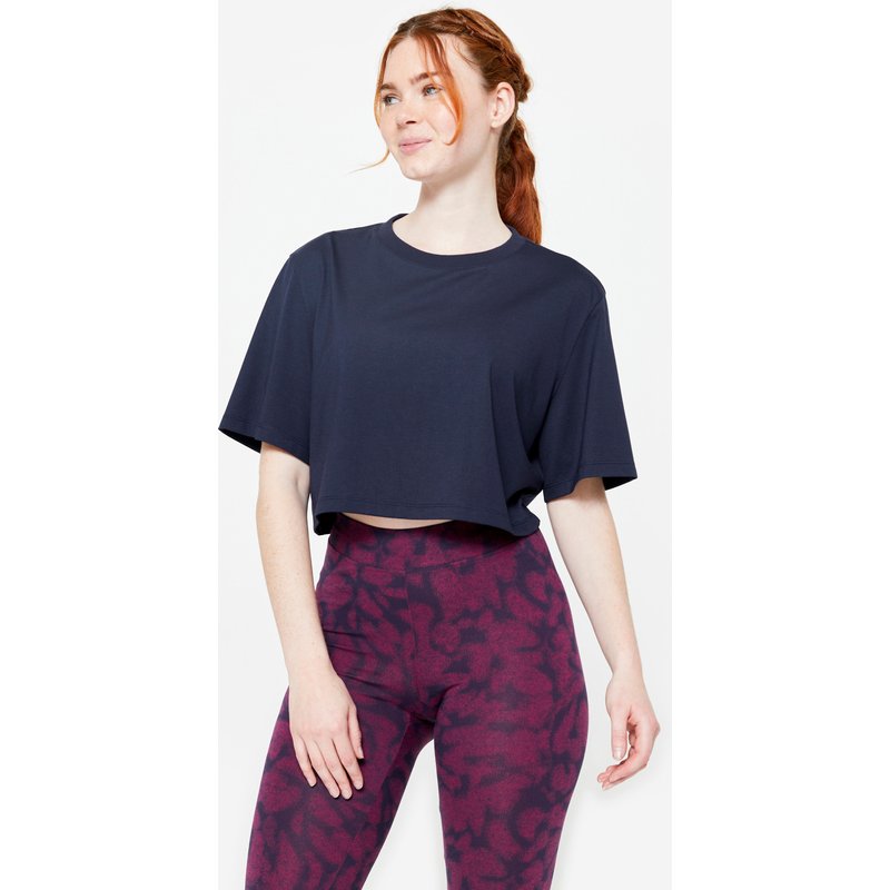 T-Shirt Crop Top Damen - dunkelblau