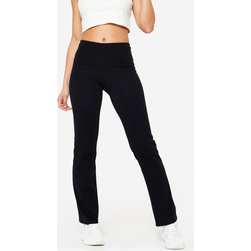 Leggings Damen ausgestelltes Bein Baumwolle - schwarz
