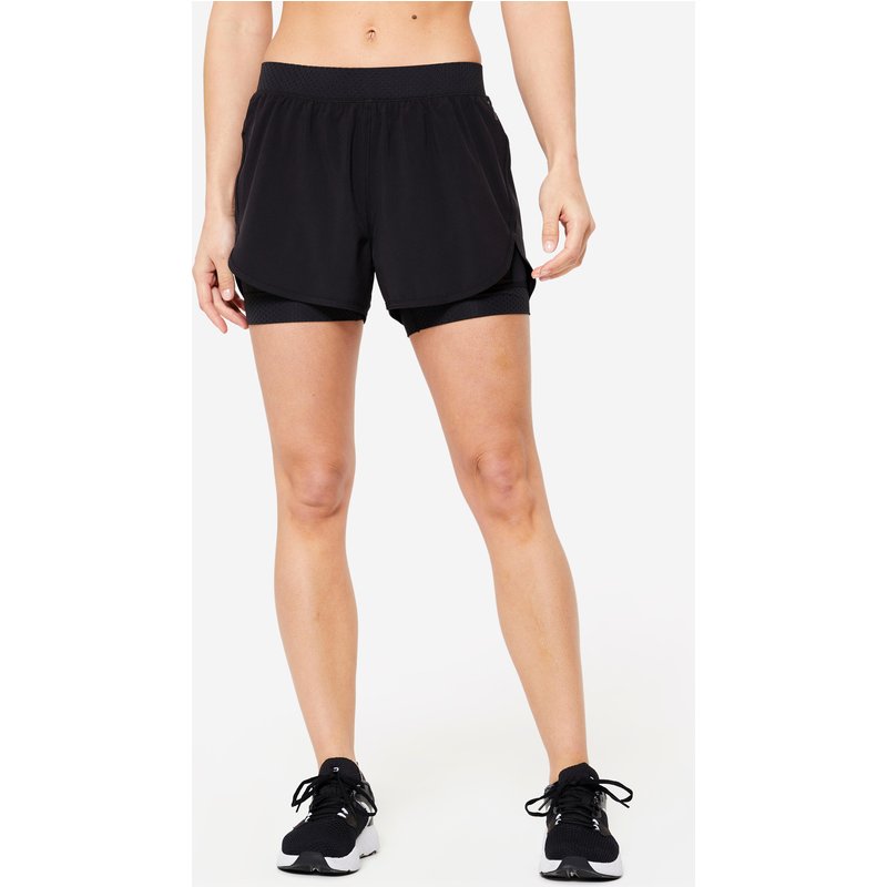 Shorts Damen zweilagig - schwarz
