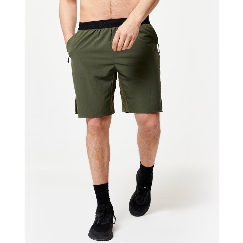 Shorts Herren Crosstraining atmungsaktiv Reißverschlusstaschen - khaki