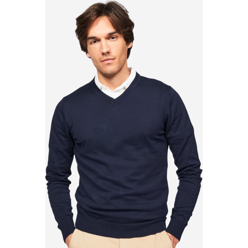 Herrren V-Ausschnitt Golf Pullover - MW100 marineblau