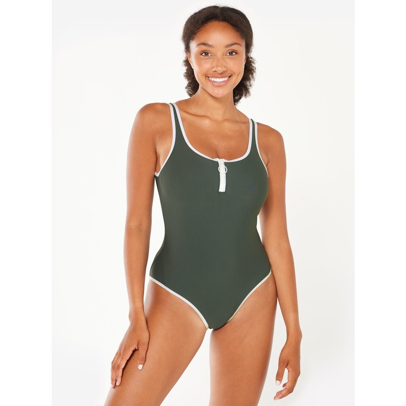 Badeanzug Damen - Heva Joy Zip khaki