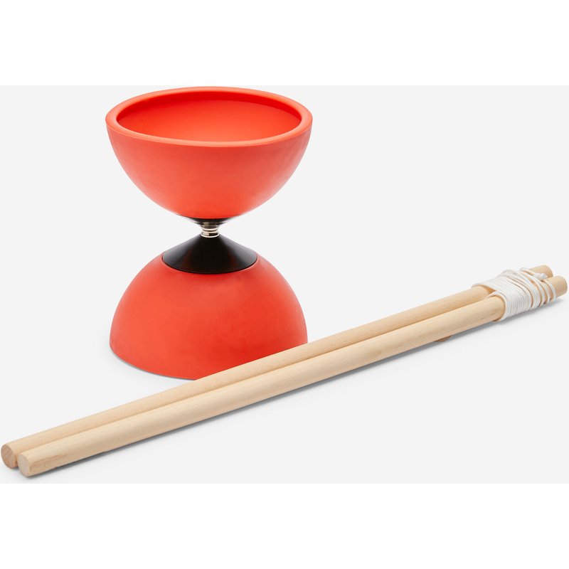 Diabolo + Handstäbe aus Holz - 100 rot