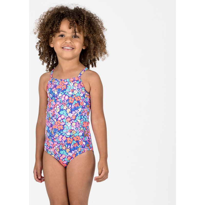 Badeanzug Surfen Mädchen geblümt Hanalei blau/rosa