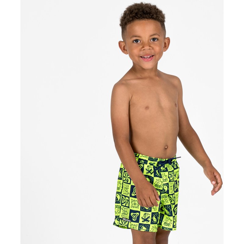 Boardshorts Jungen 100 gelb/schwarz
