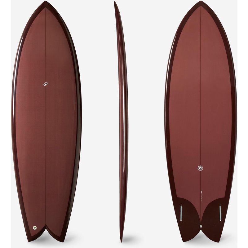 Surfboard mit Futures Box ohne Finnen 900 Fish 6'1 bordeaux