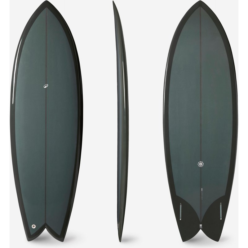 Surfboard mit Futures Box ohne Finnen Fish 5'8 dunkelgrün