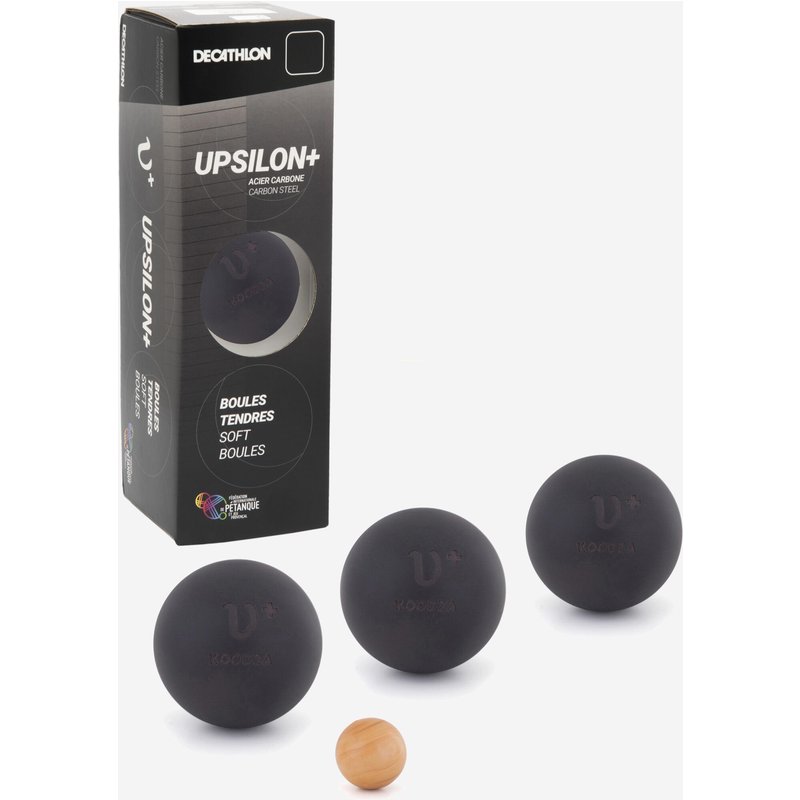 Boulekugeln Upsilon+ mit Wettkampfzulassung 3 Kugeln weich schwarz