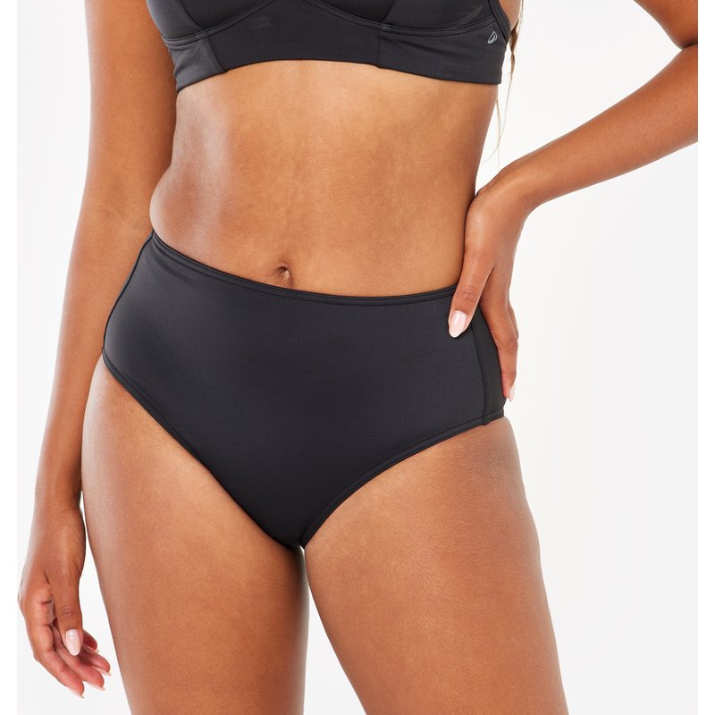 Bikini-Hose Surfen Damen hoher Taillenbund Romi schwarz