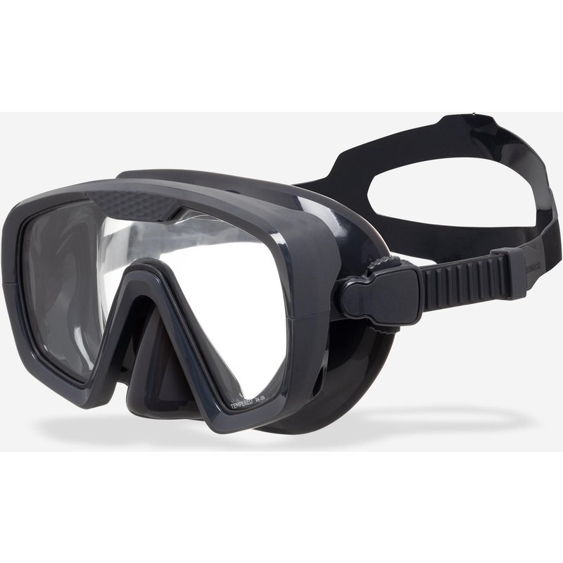Tauchmaske Anti-Beschlag-Schutz Silikonband 100 Mono schwarz/grau