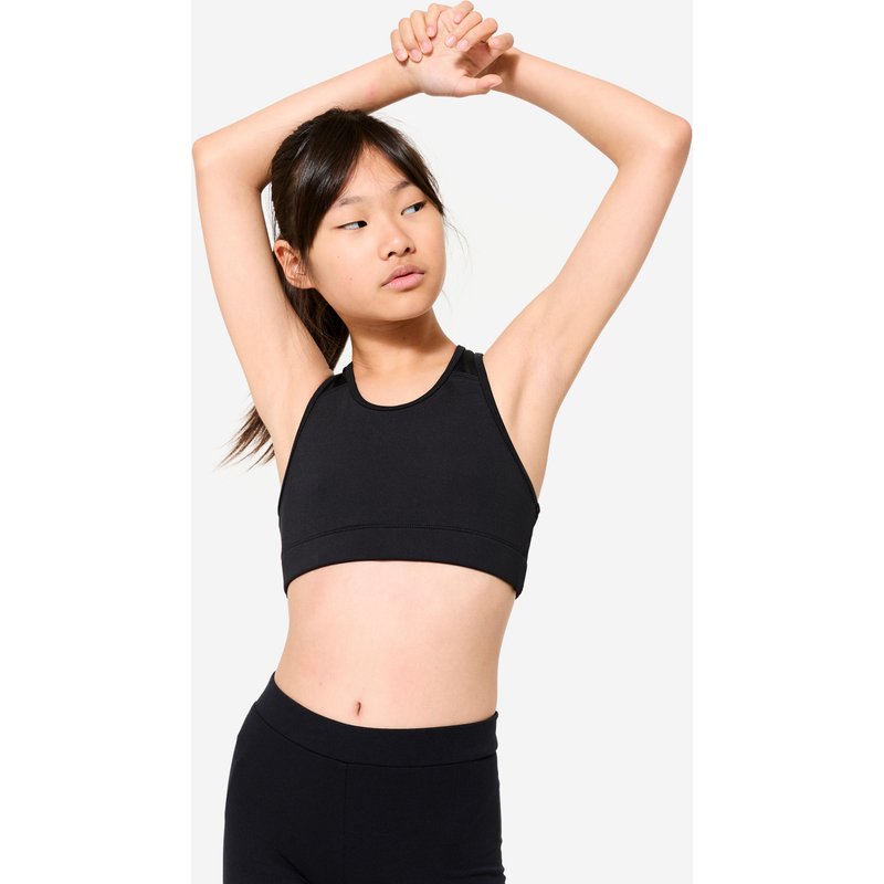 Sport-Bustier Mädchen atmungsaktiv - schwarz