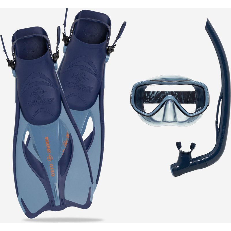 Schnorchel-Set Flossen + Maske + Schnorchel PMT Atoll blau