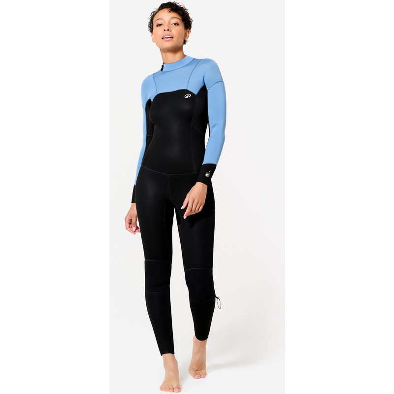 Neoprenanzug Surfen Damen Backzip 500 3/2 mm schwarz/blau
