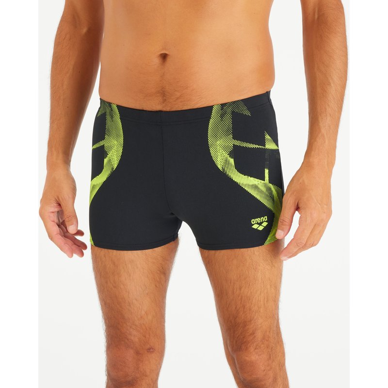 Badehose Miniboxer Herren Arena - schwarz/grün