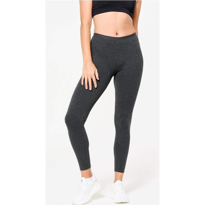 Leggings Damen klassisch dehnbar Baumwolle - grau meliert
