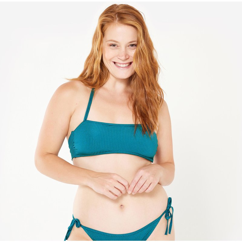 Bikini-Oberteil Damen Bandeau strukturiert Laura Folk blau