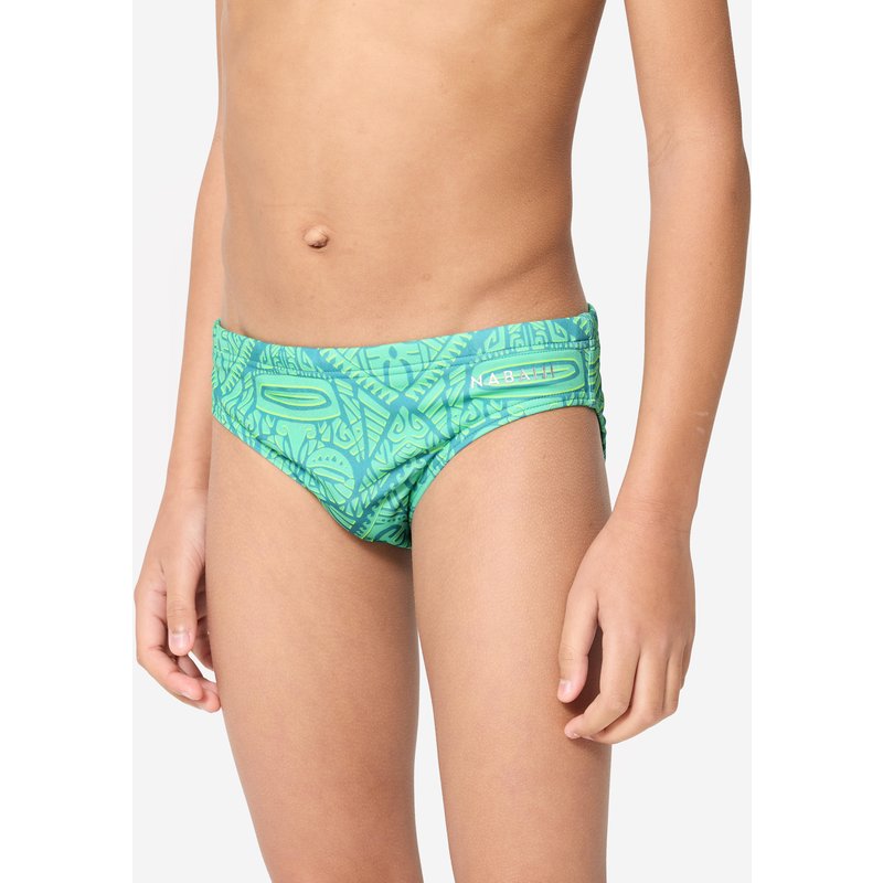 Badehose Slip Jungen Wasserball - 500 Tiki türkis