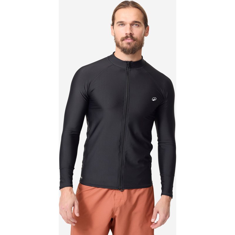 UV-Shirt Surfen Herren UV-Schutz 50+ Reißverschluss 500 schwarz