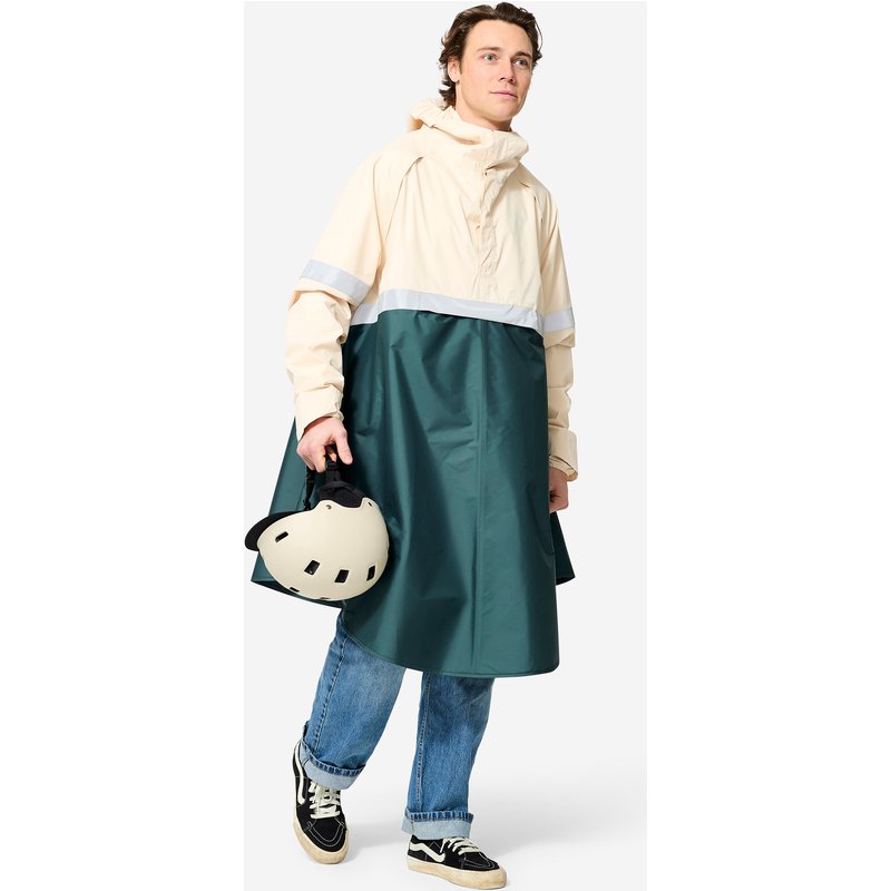 Fahrrad Regenponcho City 540 Sichtbarkeit bei Nacht khaki/beige