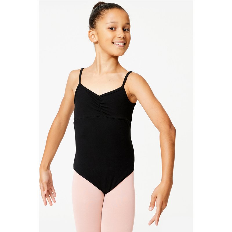 Tanzbody Ballett Mädchen schmale Träger - schwarz