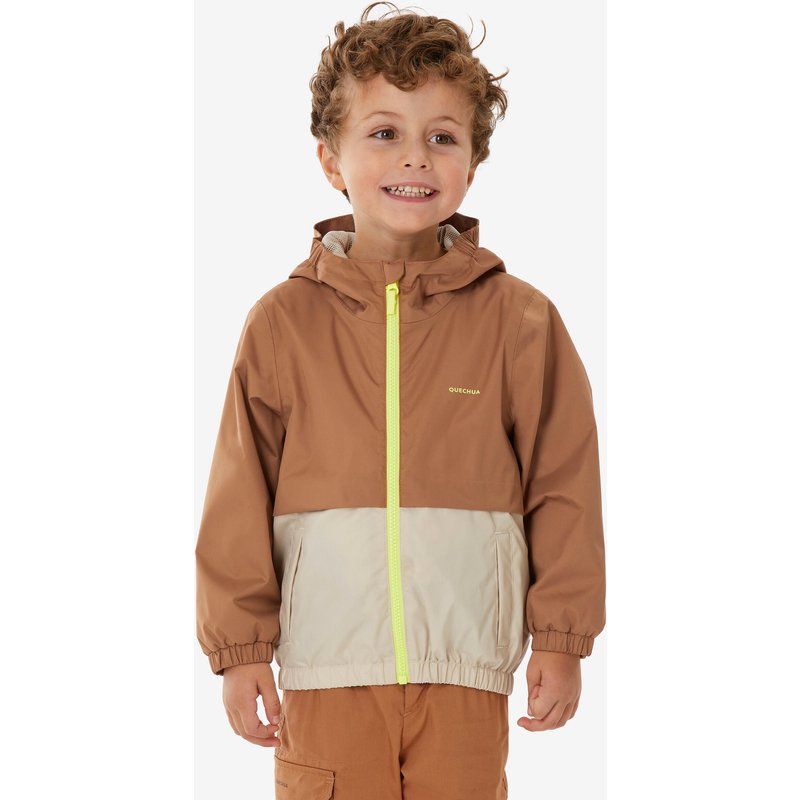 Regenjacke Kinder Größe 92–116 wasserdicht Wandern - MH500 braun