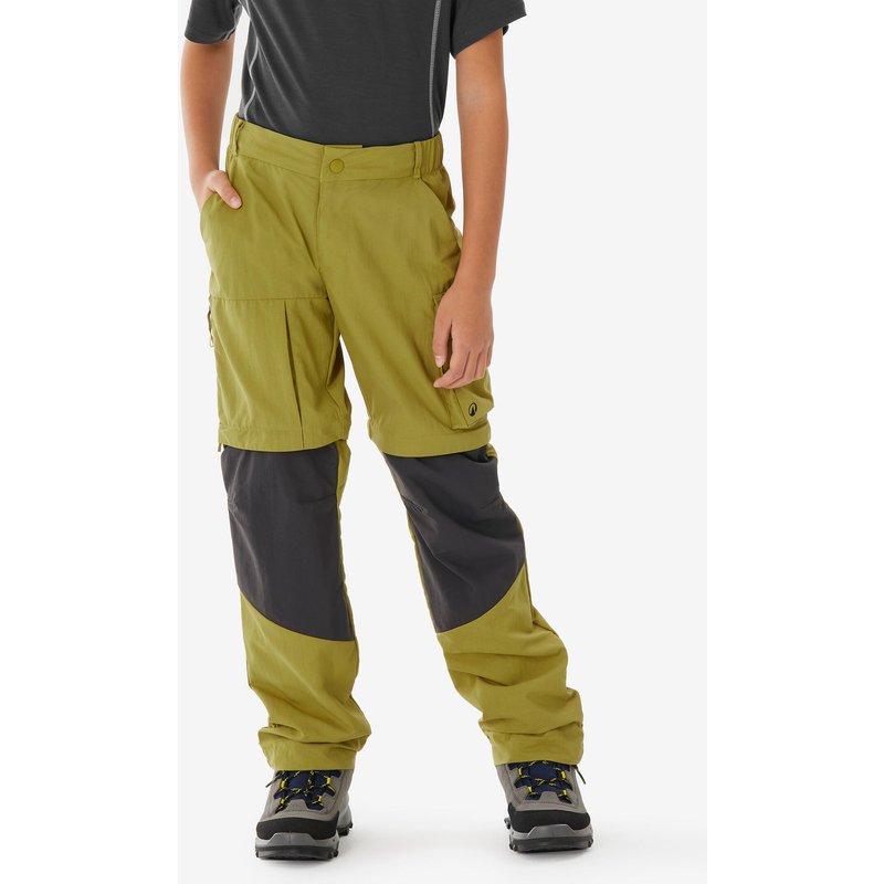 Zip-Off-Hose Kinder Gr. 122–170 Wandern - MH500 khaki/gelb