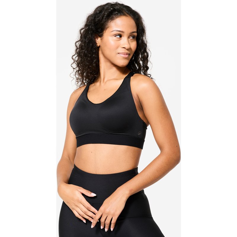 Sport-Bustier Damen verstellbar mit Pads starker Halt - schwarz
