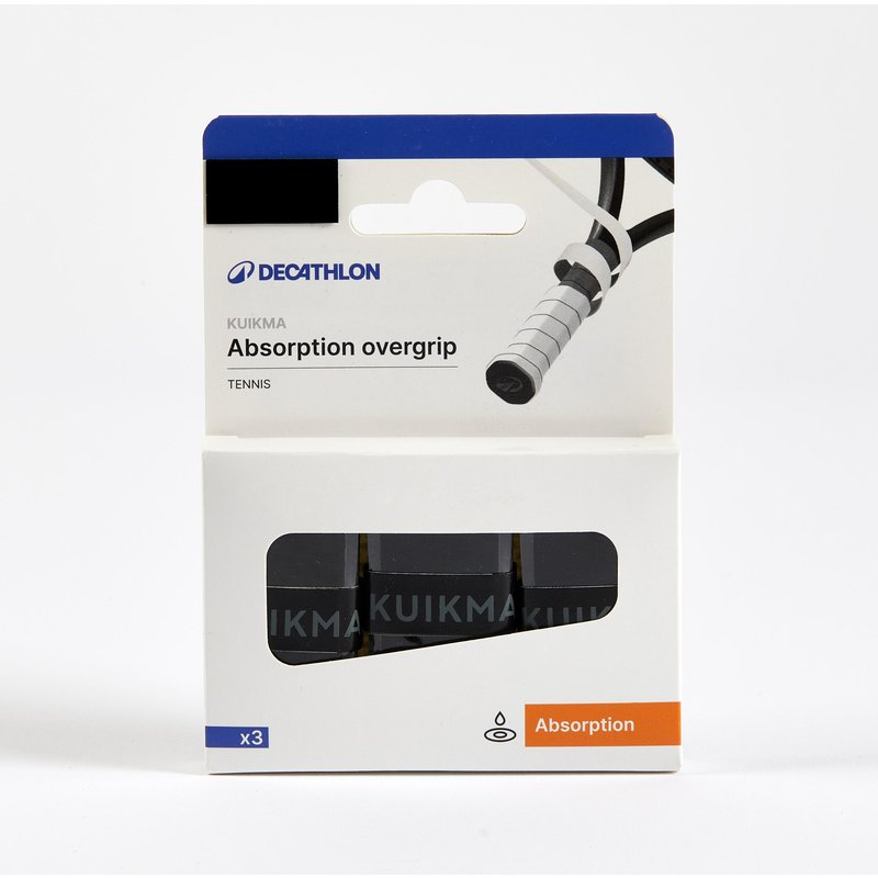 Griffband Tennis - Overgrip saugfähig 3er Pack schwarz