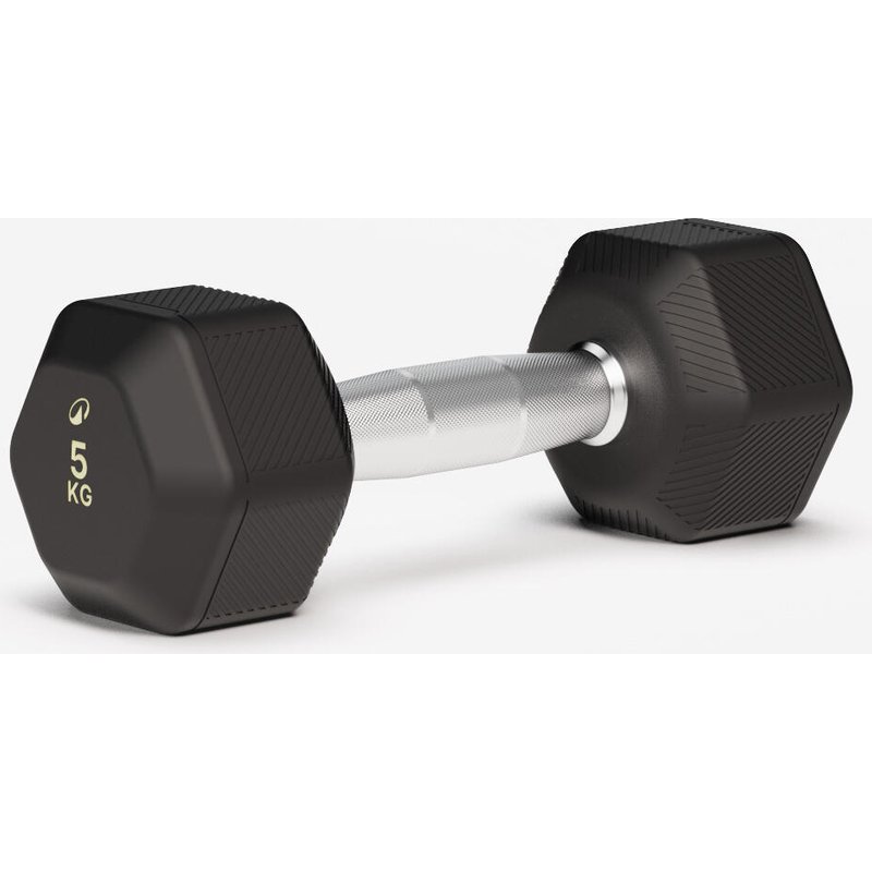 Hantel Hex Dumbbell Crosstraining Krafttraining 5 kg - schwarz