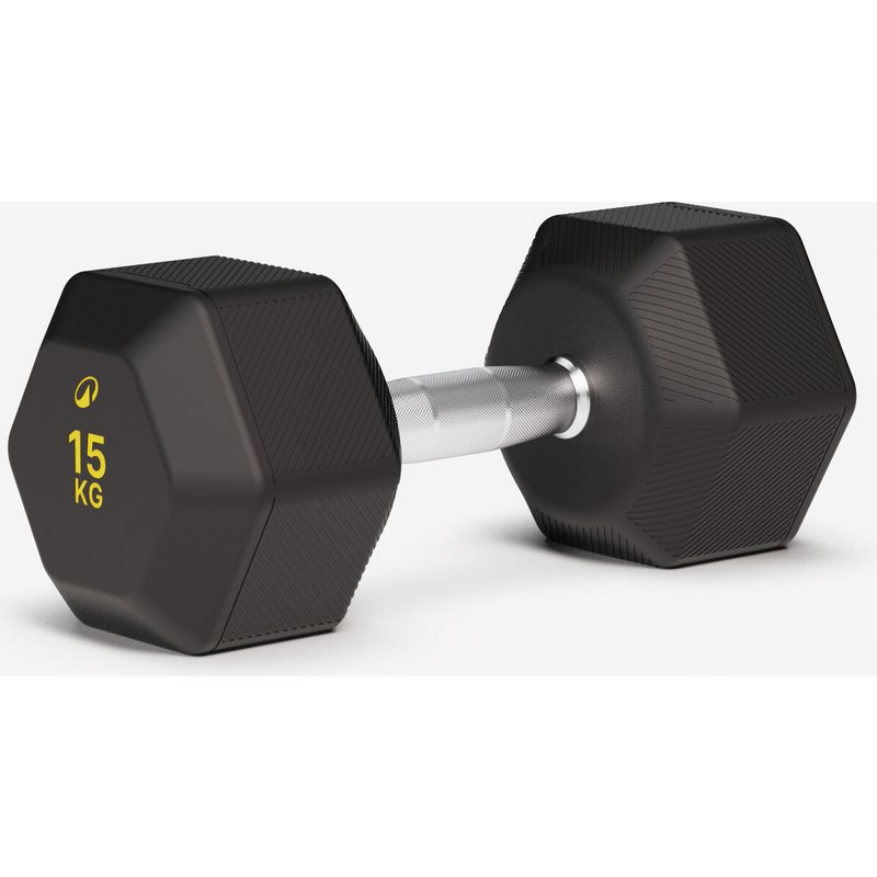 Hantel Hex Dumbbell Crosstraining Krafttraining 15 kg - schwarz