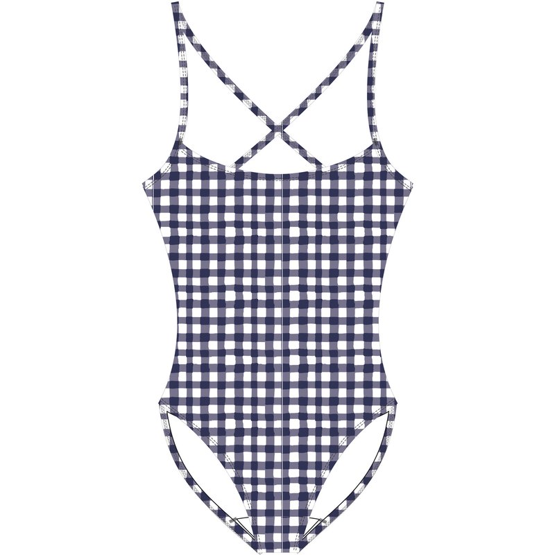 Badeanzug Mädchen Vichy Hanalei marineblau