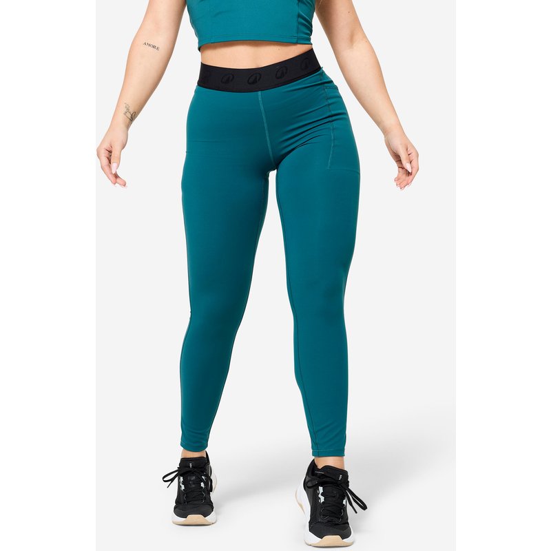 Leggings Damen Elastikbund - blaugrün