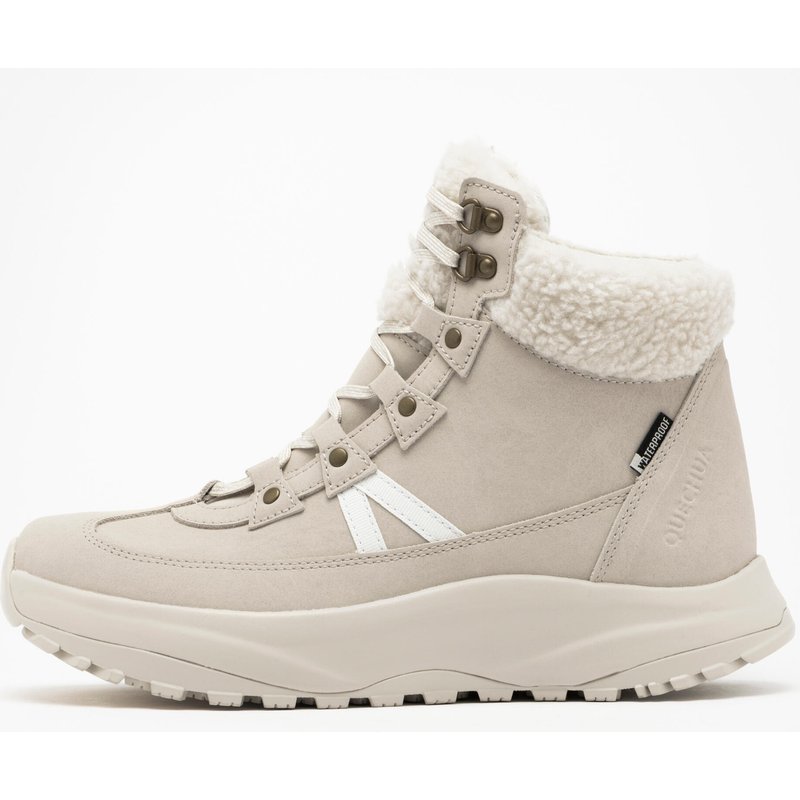 Winterschuhe Damen halbhoch Leder warm wasserdicht Winterwandern - NH500 beige