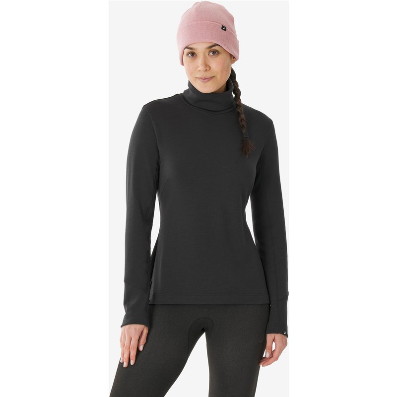Skiunterwäsche Funktionsshirt Damen Rollkragen Merinowolle - BL TOP 500 schwarz