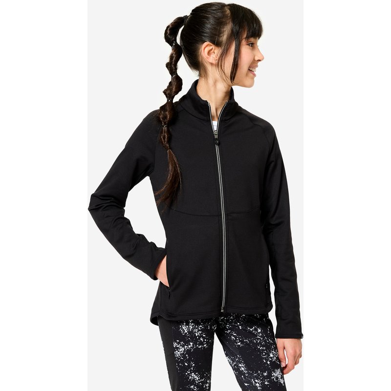 Trainingsjacke Mädchen tailliert - schwarz