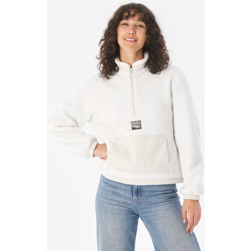 Fleecepullover Damen Sherpa 1/2 Reißverschluss Wandern - MH100 beige