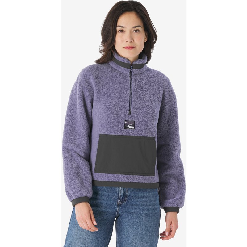 Fleecepullover Damen Sherpa 1/2 Reißverschluss Wandern - MH100 violett