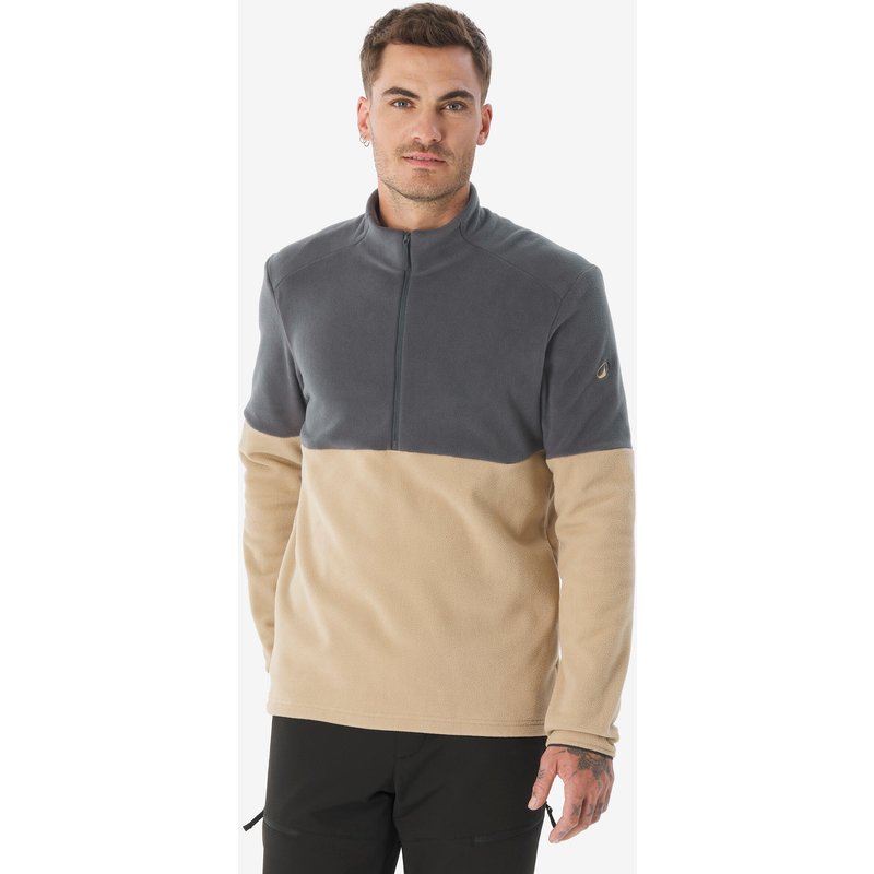 Fleecepullover Herren 1/2 Reißverschluss Wandern - MH500 beige