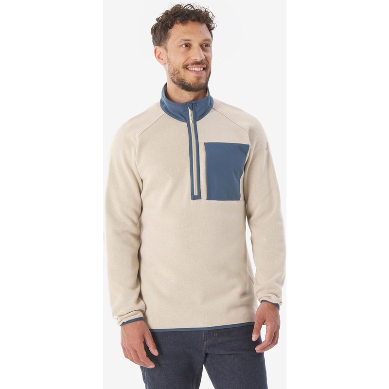 Pullover Herren 1/2 Reißverschluss Wandern - NH500 beige