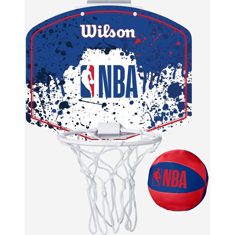 Mini Basketballkorb mit Ball für Türbefestigung - Wilson NBA blau/weiß/rot