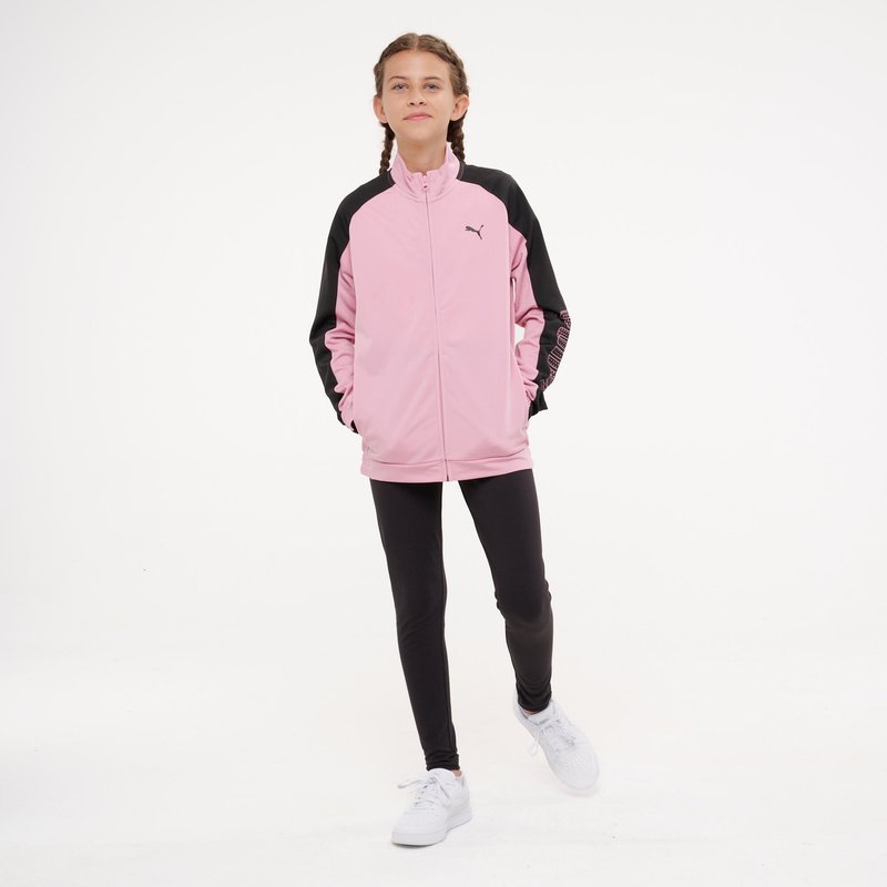 Trainingsanzug Kinder Polyester - schwarz/rosa