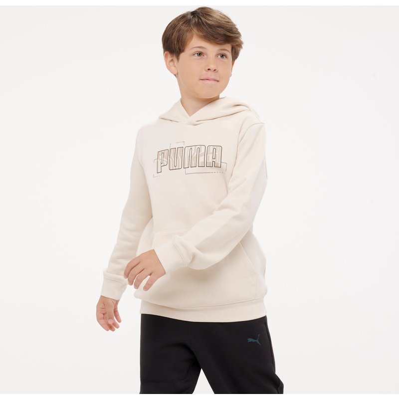 Kapuzenpullover Kinder - beige mit Print