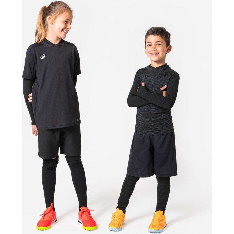 Kinder Fußball Unterziehshirt langarm - Keepdry wärmend schwarz