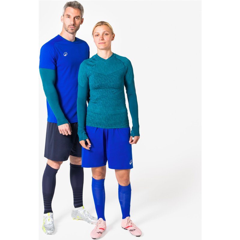 Damen/Herren Unterziehshirt Fußball langarm - Keepdry seamless blau
