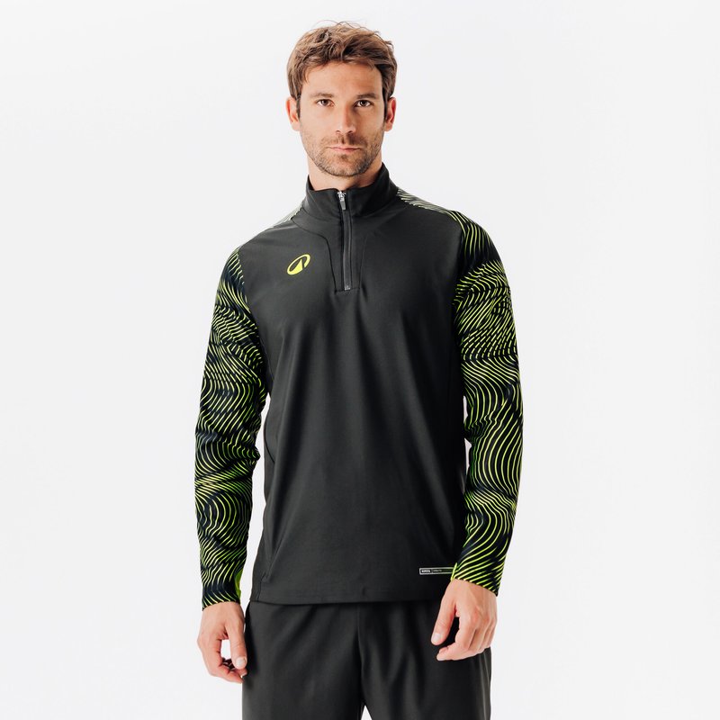 Damen/Herren Fußball Sweatshirt 1/2-Zip - Viralto Wavy Club schwarz/gelb