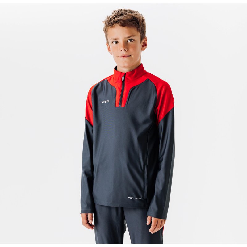 Kinder Fußball Sweatshirt mit Reißverschluss - VIRALTO Club rot/grau