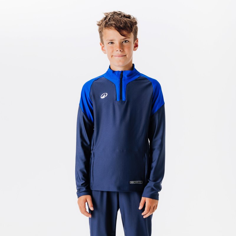 Kinder Fußball Sweatshirt mit Reißverschluss - VIRALTO Club marineblau/blau
